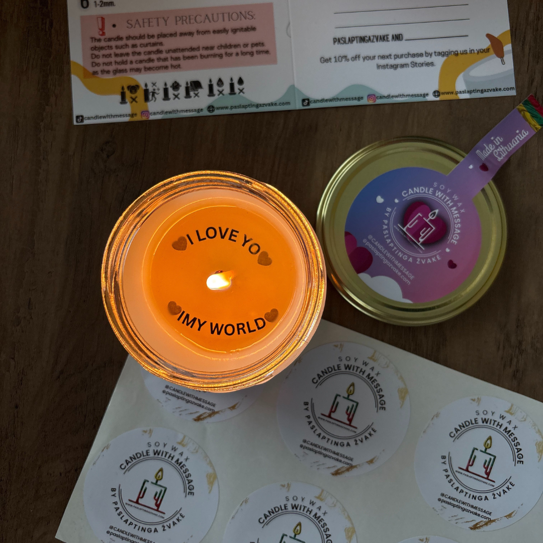 "LOVE" 200ML PURPLE CANDLE WITH CUSTOM TEXT INSIDE - Image 2