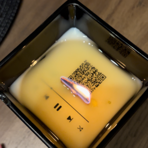 Alternative view of WHITE 300ML WOODEN WICK CANDLE WITH CUSTOM QR CODE